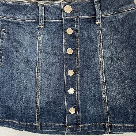 American Eagle Outfitters Stretch A-Line Skirt Womens 0 Blue Denim Button Casual - Picture 3 of 7